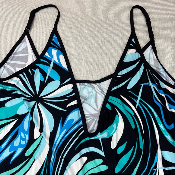 Coco Reef Women’s BLACK/BLUE MULTI Darling Printed Swim Cover-up Dress US XL - Picture 5 of 11